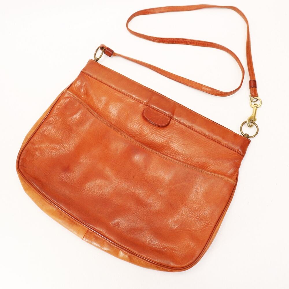 Vtg Bags by Supreme Leather Handbag Red Brown Hinged Lined Purse Shoulder Bag